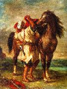 Eugene Delacroix Arab Saddling his Horse oil painting artist